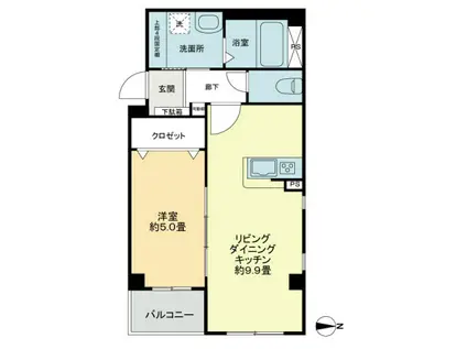 プランドール坂出駅前(1LDK/3階)の間取り写真