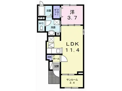 シャルエール(1LDK/1階)の間取り写真