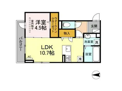 D-ROOM宇品西(1LDK/2階)の間取り写真
