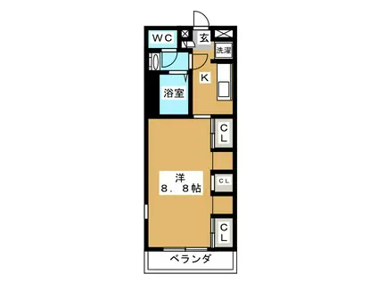 リブリ・國見(1K/2階)の間取り写真