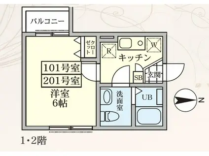 グランツ菊名(1K/1階)の間取り写真