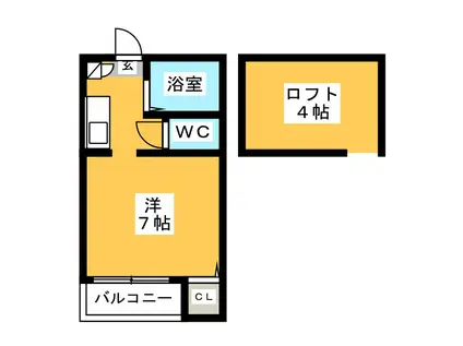 プラムハウス(ワンルーム/1階)の間取り写真