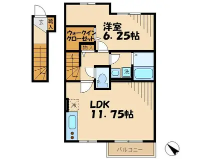 レセンテスパシオ(1LDK/2階)の間取り写真