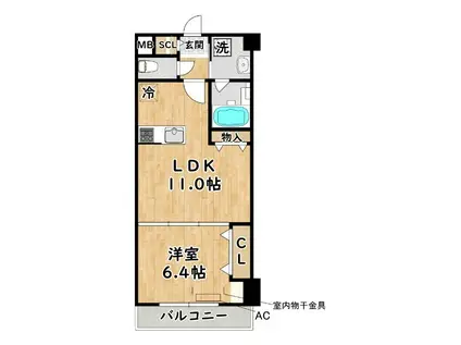 グランツコート御幣島(1LDK/6階)の間取り写真