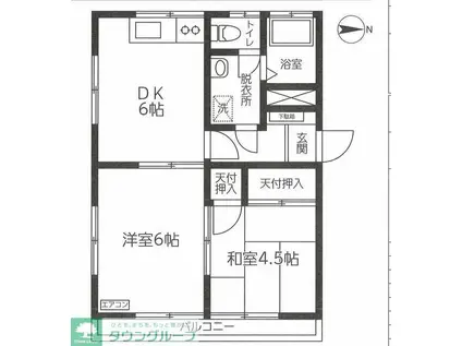 グリーンハイツ(2DK/2階)の間取り写真
