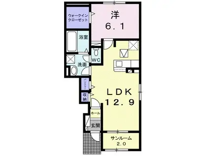 ジェラート(1LDK/1階)の間取り写真