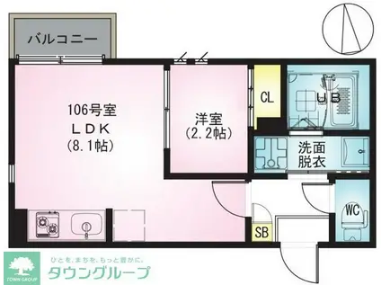 G-SMART 千葉(1DK/1階)の間取り写真