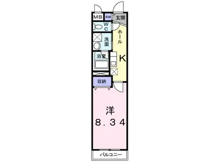 プリマヴェーラ大倉山(1K/1階)の間取り写真