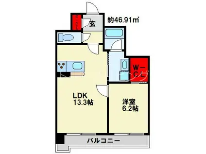 プリメイロ パッソ(1LDK/2階)の間取り写真