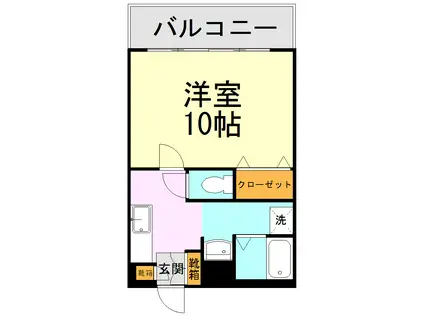 サンデンハイツ新町(1K/3階)の間取り写真