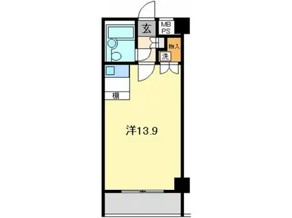 ライオンズマンション橋本町(ワンルーム/6階)の間取り写真