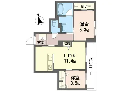 ピステン M(2LDK/3階)の間取り写真
