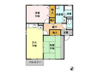 サニーパークハイツ(2DK/2階)の間取り写真