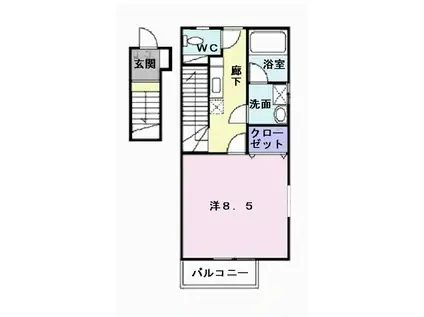 ネオワンユソー(1K/2階)の間取り写真