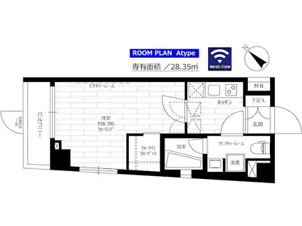 ステージグランデ千歳烏山アジールコート(1K/1階)の間取り写真