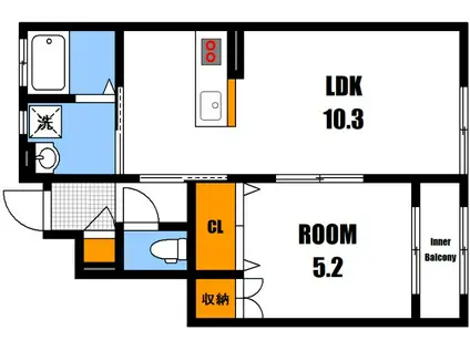 ルピナス A棟(1LDK/1階)の間取り写真