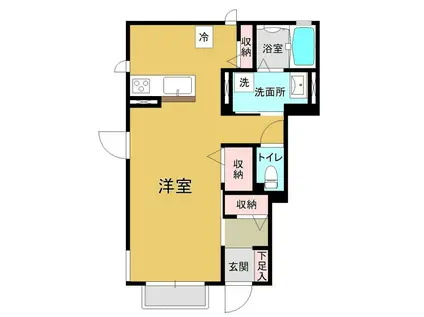 フラワーハートB(ワンルーム/1階)の間取り写真