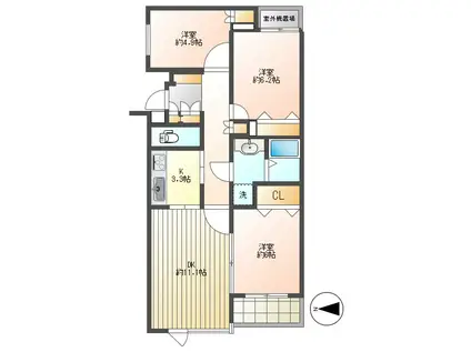 世田谷代田ヒルズ(3LDK/3階)の間取り写真