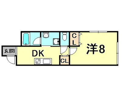 マテリアル段上(1DK/1階)の間取り写真