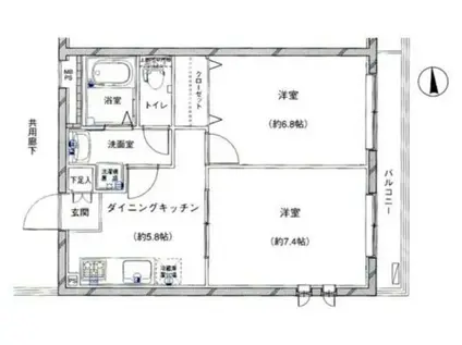 ルリオン中野坂上(2DK/4階)の間取り写真