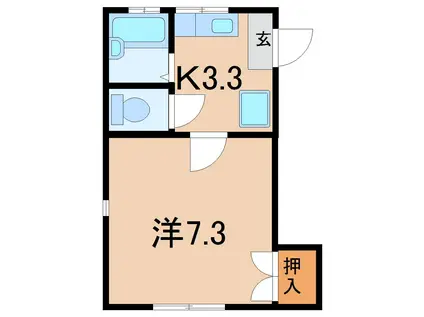 コーポ上浜(1K/1階)の間取り写真