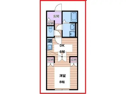 ブリランテパウズ 舎人(1DK/2階)の間取り写真