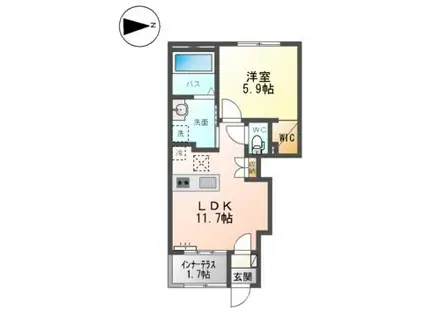 サルドゥ レ ユニオン(1LDK/1階)の間取り写真