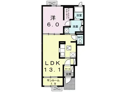 プリム・ヴェールIII(1LDK/1階)の間取り写真