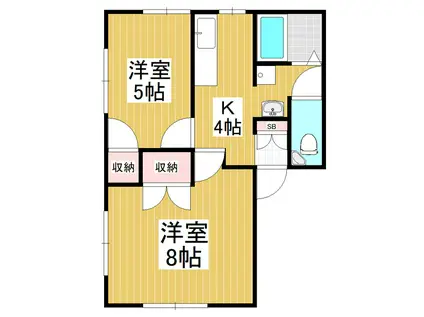 フレグランスパールA(2K/1階)の間取り写真