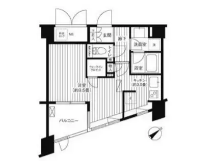 コスモリード新宿余丁町(ワンルーム/1階)の間取り写真
