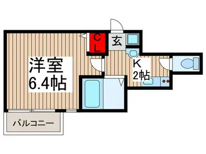 LA LUCE星の宮(1K/1階)の間取り写真