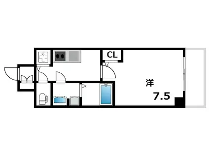 プレサンス梅田東ベータ(1K/9階)の間取り写真