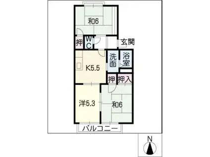 ドミールフルサワC(3K/2階)の間取り写真