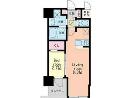 HS梅田イースト(1LDK/8階)の間取り写真