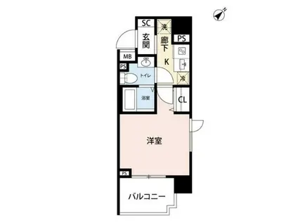 ウィスティリアときわ台(1K/12階)の間取り写真