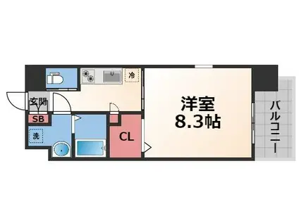 フォレストグレイス高井田I(1K/7階)の間取り写真