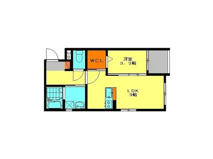 モアプラス井尻インディヴィ(1LDK/4階)の間取り写真