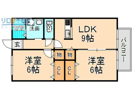 センチュリオン野間(2LDK/2階)の間取り写真