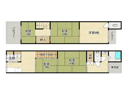 パインヒルズ東白島(ワンルーム/8階)の間取り写真