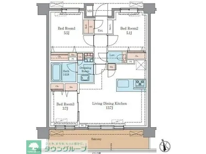 LUXENAPAWS藤沢(3LDK/2階)の間取り写真