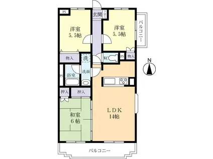 EARNEST SUMIYA(3LDK/2階)の間取り写真