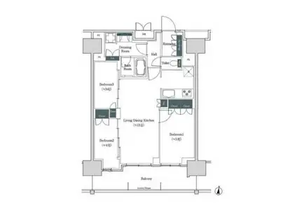 ブルックサイドレジデンス木場(3LDK/14階)の間取り写真