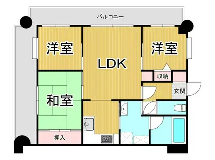 ヴァンヴェール甲風園(3LDK/2階)の間取り写真
