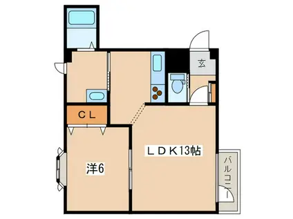 コンフォート白石(1LDK/3階)の間取り写真