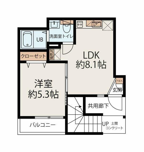 ラメール鴨居(1LDK/3階)の間取り写真