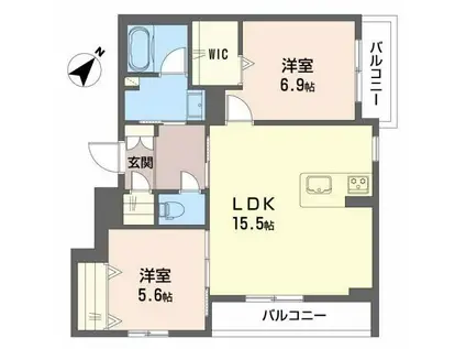 AZALEA RESIDENCE(2LDK/2階)の間取り写真
