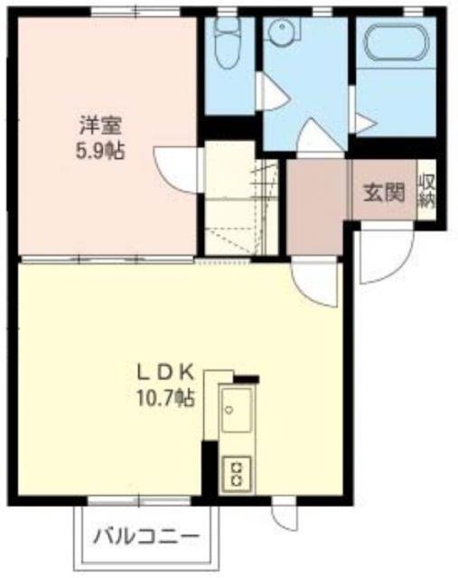ラウンドパディーC(1LDK/2階)の間取り写真