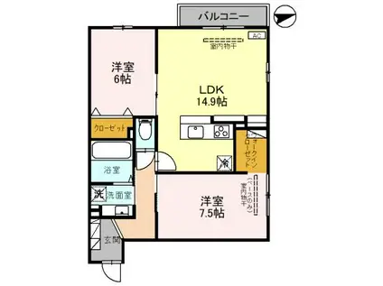 クロワール(2LDK/3階)の間取り写真