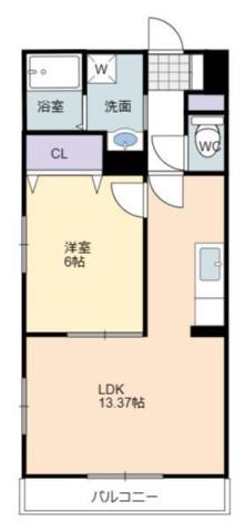ノースヒル(1LDK/3階)の間取り写真