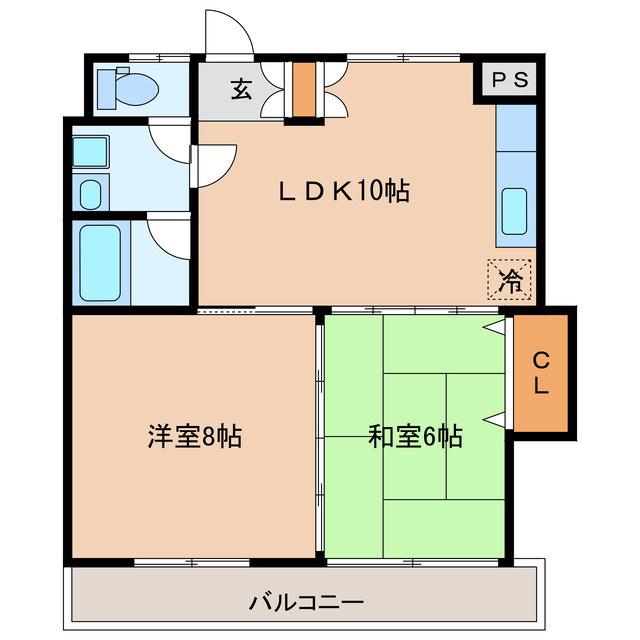 MKマンション(2LDK/2階)の間取り写真
